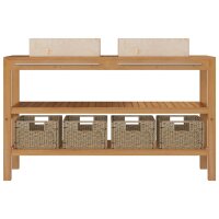 vidaXL Waschtisch Massivholz Teak mit Waschbecken Marmor Creme