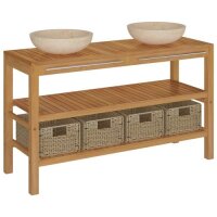 vidaXL Waschtisch Massivholz Teak mit Waschbecken Marmor...