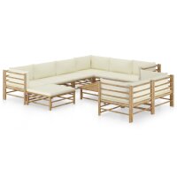 vidaXL 10-tlg. Garten-Lounge-Set mit Cremeweißen...