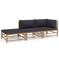 vidaXL 3-tlg. Garten-Lounge-Set mit Dunkelgrauen Kissen...