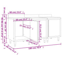 vidaXL Arbeitsschrank 180x60x96 cm Edelstahl