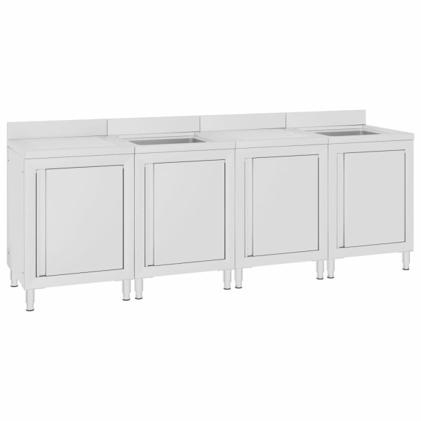 vidaXL Gastro-Sp&uuml;lenunterschrank 240x60x96 cm Edelstahl