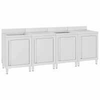 vidaXL Gastro-Sp&uuml;lenunterschrank 240x60x96 cm Edelstahl