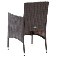 vidaXL 3-tlg. Garten-Essgruppe Braun Poly Rattan und Glas