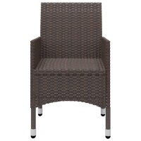 vidaXL 3-tlg. Garten-Essgruppe Braun Poly Rattan und Glas