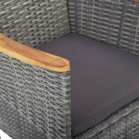 vidaXL 3-tlg. Garten-Essgruppe Grau Poly Rattan und Akazienholz