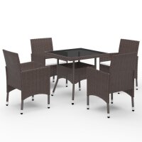 vidaXL 5-tlg. Garten-Essgruppe Braun Poly Rattan und Glas