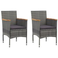 vidaXL 3-tlg. Bistro-Set Poly Rattan und Hartglas Grau