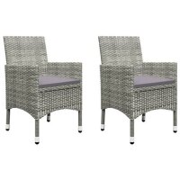 vidaXL 3-tlg. Bistro-Set Poly Rattan und Hartglas Grau