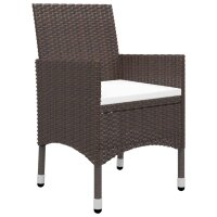 vidaXL 3-tlg. Bistro-Set Poly Rattan und Hartglas Braun