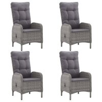 vidaXL 5-tlg. Garten-Essgruppe Poly Rattan und Glas Grau