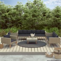 vidaXL 5-tlg. Garten-Lounge-Set mit Auflagen Poly Rattan...