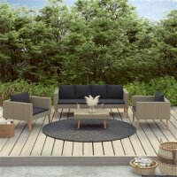 vidaXL 4-tlg. Garten-Lounge-Set mit Auflagen Poly Rattan...