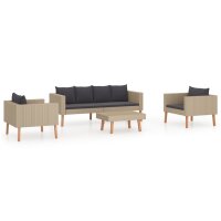 vidaXL 4-tlg. Garten-Lounge-Set mit Auflagen Poly Rattan...