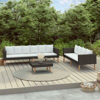 vidaXL 3-tlg. Garten-Lounge-Set mit Kissen Poly Rattan...