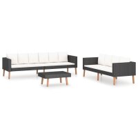 vidaXL 3-tlg. Garten-Lounge-Set mit Kissen Poly Rattan...