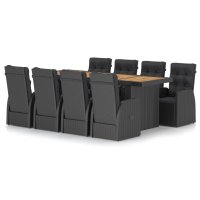 vidaXL 9-tlg. Garten-Essgruppe mit Auflagen Poly Rattan...