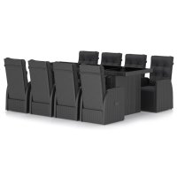 vidaXL 9-tlg. Garten-Essgruppe mit Auflagen Poly Rattan...
