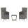 vidaXL 3-tlg. Garten-Lounge-Set mit Kissen Poly Rattan Grau