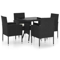 vidaXL 5-tlg. Garten-Essgruppe Poly Rattan Schwarz