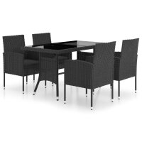 vidaXL 5-tlg. Garten-Essgruppe Poly Rattan Schwarz