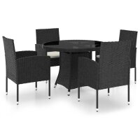 vidaXL 5-tlg. Garten-Essgruppe Poly Rattan Schwarz