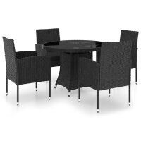 vidaXL 5-tlg. Garten-Essgruppe Poly Rattan Schwarz