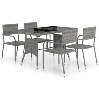 vidaXL 5-tlg. Garten-Essgruppe Poly Rattan Anthrazit und...