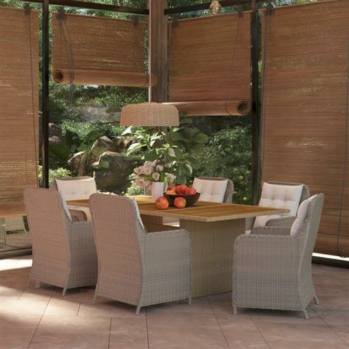 vidaXL 7-tlg. Garten-Essgruppe Poly Rattan Braun