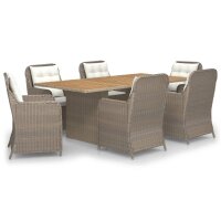 vidaXL 7-tlg. Garten-Essgruppe Poly Rattan Braun