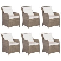 vidaXL 7-tlg. Garten-Essgruppe Poly Rattan Braun