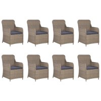 vidaXL 11-tlg. Garten-Essgruppe Poly Rattan Braun