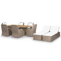 vidaXL 9-tlg. Garten-Essgruppe Poly Rattan Braun