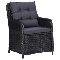 vidaXL 7-tlg. Garten-Essgruppe Poly Rattan Schwarz