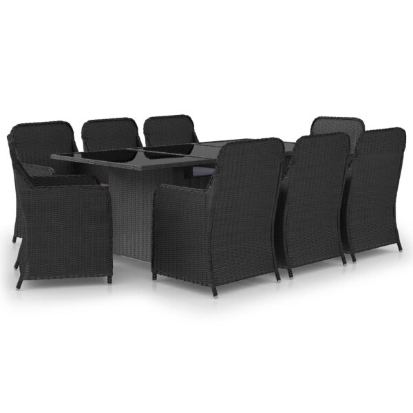 vidaXL 9-tlg. Garten-Essgruppe Poly Rattan Schwarz