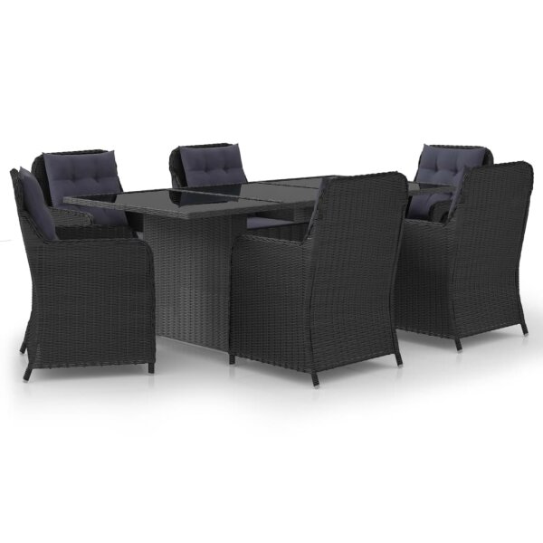 vidaXL 7-tlg. Garten-Essgruppe Poly Rattan Schwarz