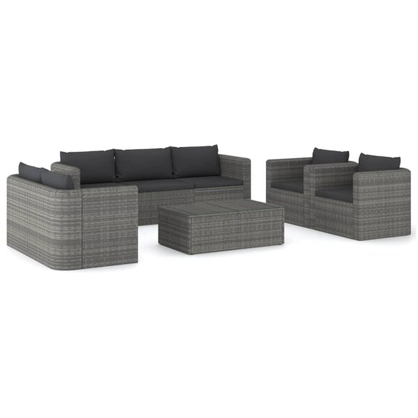 vidaXL 8-tlg. Garten-Lounge-Set mit Kissen Poly Rattan Grau