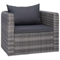 vidaXL 8-tlg. Garten-Lounge-Set mit Kissen Poly Rattan Grau