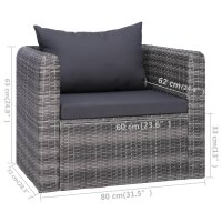 vidaXL 9-tlg. Garten-Lounge-Set mit Kissen Poly Rattan Grau