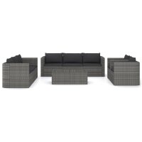 vidaXL 9-tlg. Garten-Lounge-Set mit Kissen Poly Rattan Grau