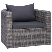 vidaXL 9-tlg. Garten-Lounge-Set mit Kissen Poly Rattan Grau