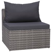 vidaXL 9-tlg. Garten-Lounge-Set mit Kissen Poly Rattan Grau