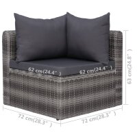 vidaXL 9-tlg. Garten-Lounge-Set mit Kissen Poly Rattan Grau