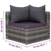 vidaXL 7-tlg. Garten-Lounge-Set mit Kissen Poly Rattan Grau