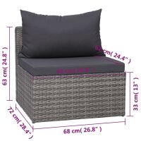 vidaXL 7-tlg. Garten-Lounge-Set mit Kissen Poly Rattan Grau