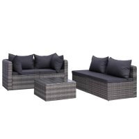 vidaXL 7-tlg. Garten-Lounge-Set mit Kissen Poly Rattan Grau