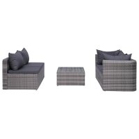 vidaXL 7-tlg. Garten-Lounge-Set mit Kissen Poly Rattan Grau