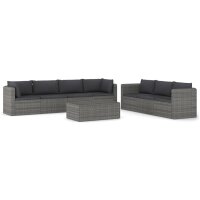 vidaXL 8-tlg. Garten-Lounge-Set mit Kissen Poly Rattan Grau