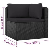 vidaXL 7-tlg. Garten-Lounge-Set mit Kissen Poly Rattan Schwarz