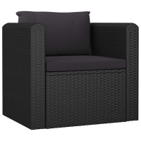 vidaXL 7-tlg. Garten-Lounge-Set mit Kissen Poly Rattan Schwarz